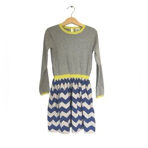 Mini Boden Gray and Blue Chevron Casual Dress